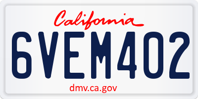 CA license plate 6VEM402