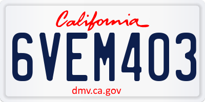 CA license plate 6VEM403