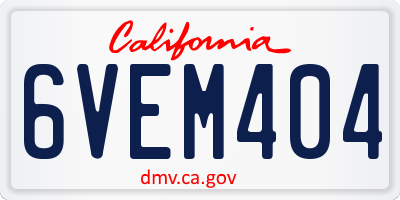 CA license plate 6VEM404