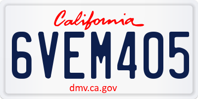 CA license plate 6VEM405