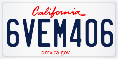 CA license plate 6VEM406