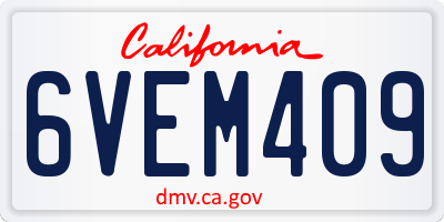 CA license plate 6VEM409