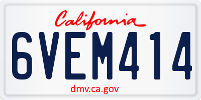 CA license plate 6VEM414