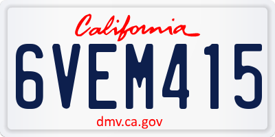 CA license plate 6VEM415