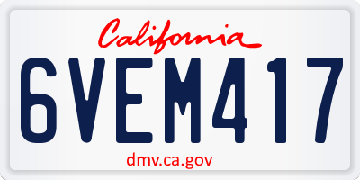 CA license plate 6VEM417