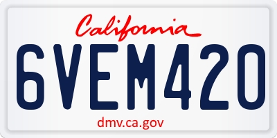 CA license plate 6VEM420