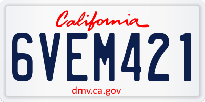 CA license plate 6VEM421