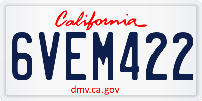 CA license plate 6VEM422