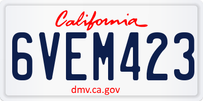 CA license plate 6VEM423