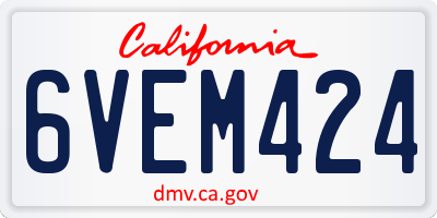 CA license plate 6VEM424