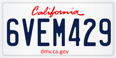 CA license plate 6VEM429