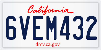 CA license plate 6VEM432