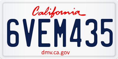 CA license plate 6VEM435