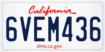 CA license plate 6VEM436