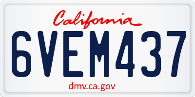 CA license plate 6VEM437