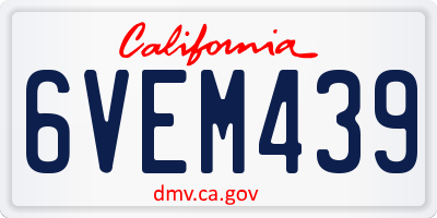 CA license plate 6VEM439