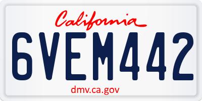 CA license plate 6VEM442