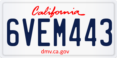 CA license plate 6VEM443