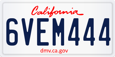 CA license plate 6VEM444