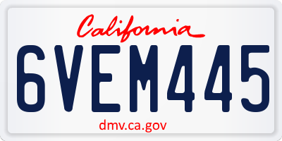 CA license plate 6VEM445
