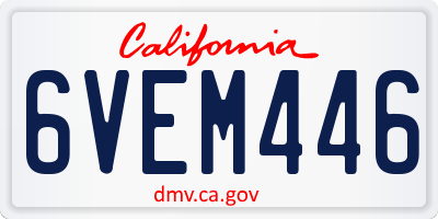 CA license plate 6VEM446