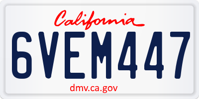 CA license plate 6VEM447