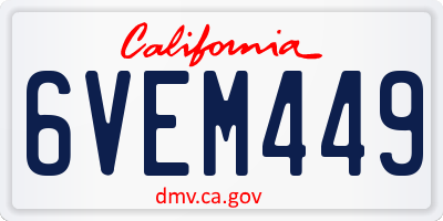 CA license plate 6VEM449