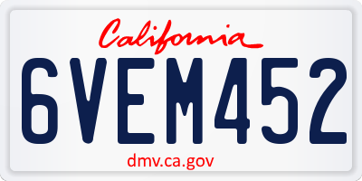 CA license plate 6VEM452