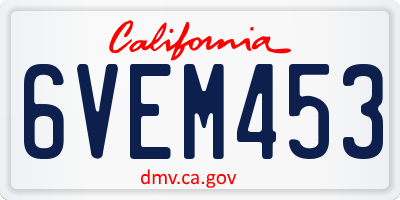 CA license plate 6VEM453