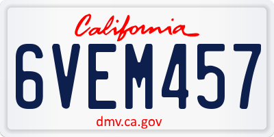 CA license plate 6VEM457