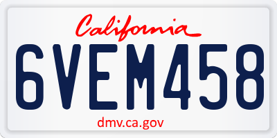 CA license plate 6VEM458