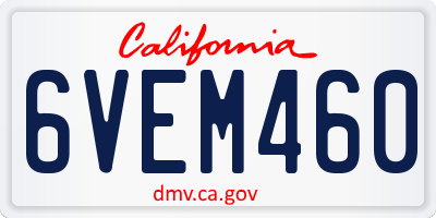 CA license plate 6VEM460