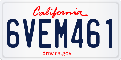 CA license plate 6VEM461