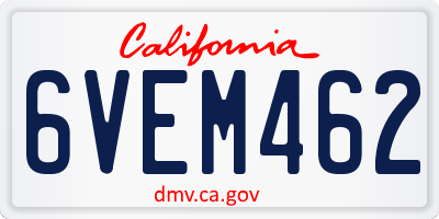 CA license plate 6VEM462