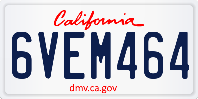CA license plate 6VEM464