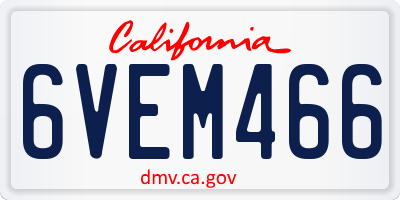 CA license plate 6VEM466