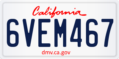 CA license plate 6VEM467