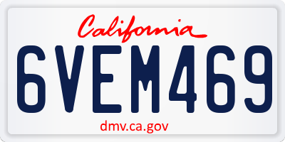 CA license plate 6VEM469