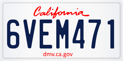 CA license plate 6VEM471
