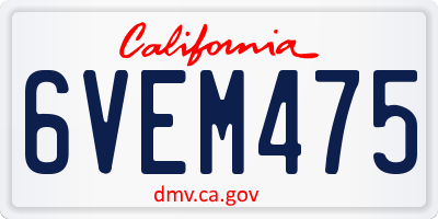 CA license plate 6VEM475