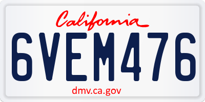 CA license plate 6VEM476