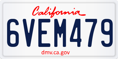 CA license plate 6VEM479