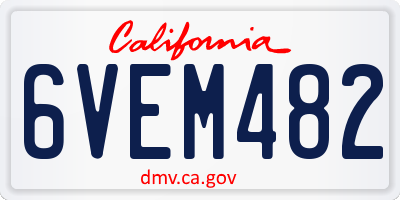 CA license plate 6VEM482
