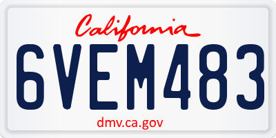 CA license plate 6VEM483