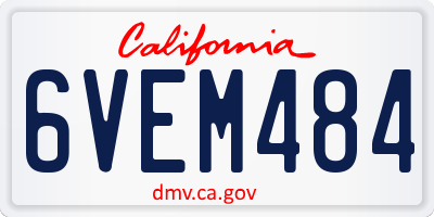 CA license plate 6VEM484