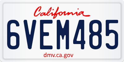 CA license plate 6VEM485