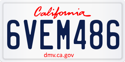 CA license plate 6VEM486