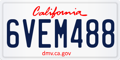 CA license plate 6VEM488
