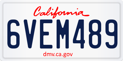 CA license plate 6VEM489