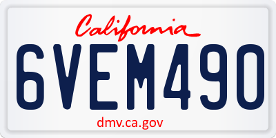 CA license plate 6VEM490